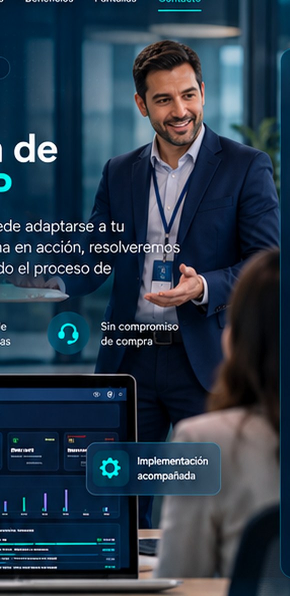 Consultor presentando LeapSoft ERP